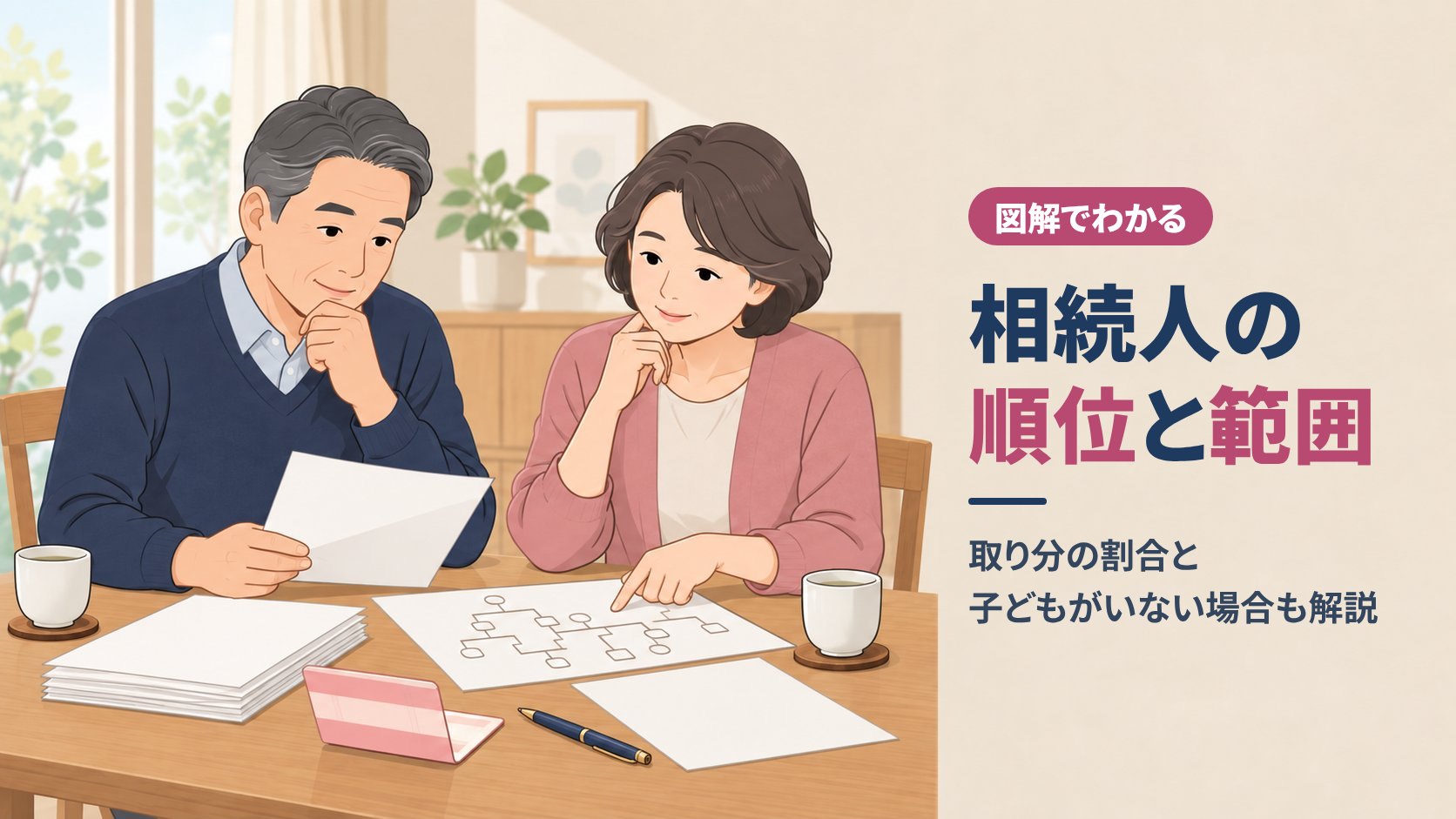 相続人の順位と範囲を図解で解説。取り分の割合と子どもがいない場合も